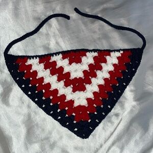 Crocheted American flag color bandana ❤️🤍💙